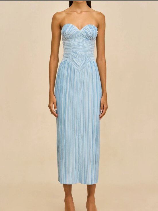 cult gaia Dresses & Skirts - CULT GAIA ASHIKA GOWN STRAPLESS PLEATED COASTAL BLUE